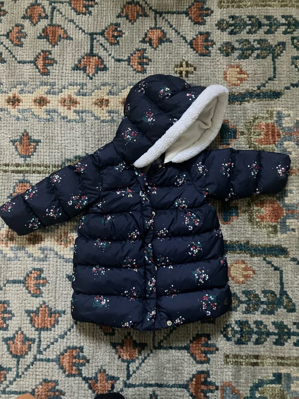 Petit Bateau Baby Down Jacket with Flowers